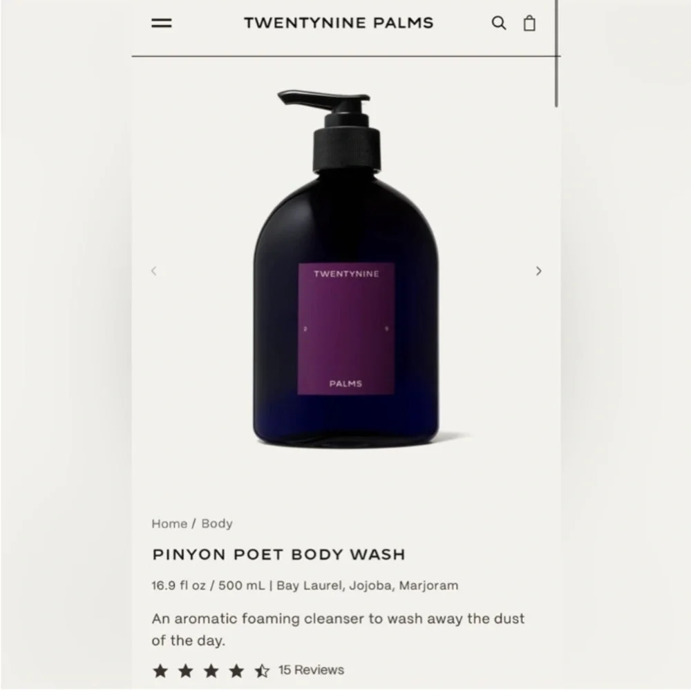29 Palms BODY WASH - Pinyon Poet Body Wash - $54 Retail
